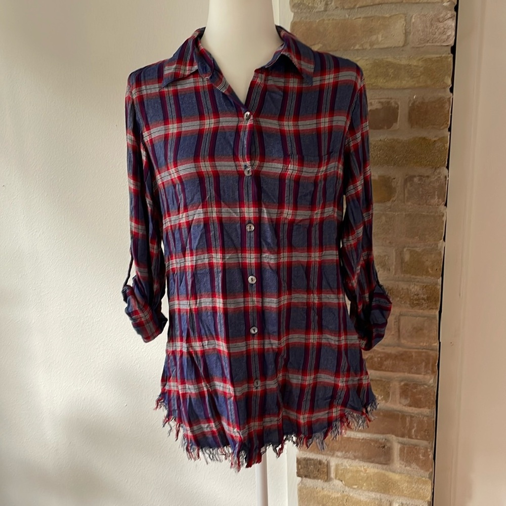 NWOT Karen Kane Plaid Button Down